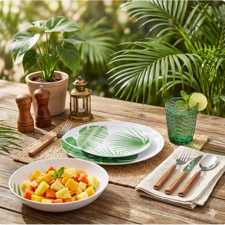 Excelsa Foliage dinner set 24 pieces with glasses Excelsa